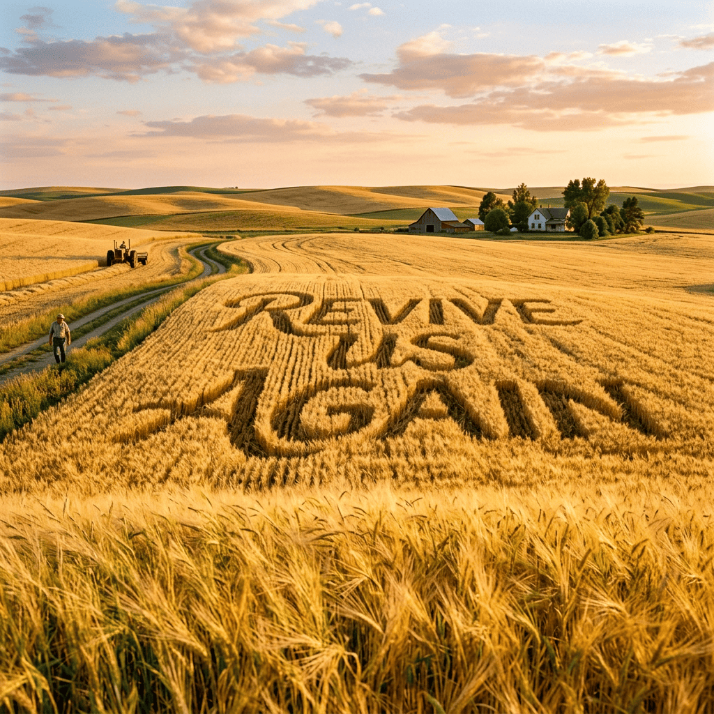 Wheat field shaped with the words “GIVE THANKS”